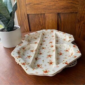 Vintage Japan MM Floral Divided Serving Dish EUC